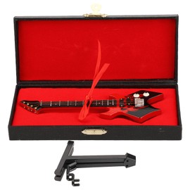 Mini Bass Simulation Classical Decorative Instrument Collection Miniature Guitar Model for Study Bedroom Reddish Black