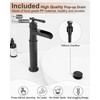 HOIGY Tall Bathroom Faucet Waterfall, Brass Bathroom Faucets Black Vessel