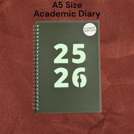 2025-2026 Academic Diary Wiro A5 Size Week to View Spiral Cover Diaries Mid Year Die Cut Cover Planner (Light Green)