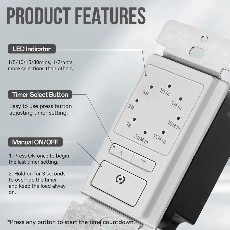 ECOELER Light Timer Switches, 15A Countdown in Wall Timer with