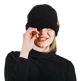 OZERO Winter Beanie Hat for Men Women: Unisex Warm Knit Cuffed Skull Cap Thermal Soft Snow Cap Winter Gifts for Family and Friends for Cold Weather (UK, Alpha, One Size, Black-no Lining)