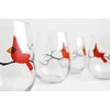 Cardinal Wine Glasses, Set of Four Stemless Christmas Glasses, Holiday