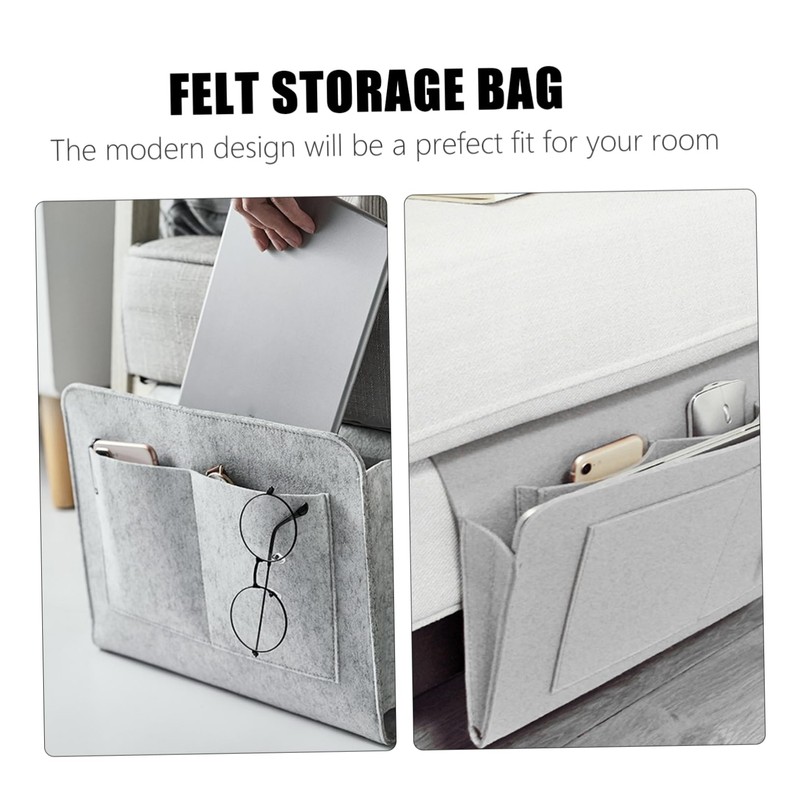 LIFKOME 1pc Felt Bedside Organizer Portable Storage Bag with Multiple