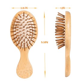 Sofmild Mini Travel Bamboo Hair Brush for Women/Men/Kids - Anti-Static Small Detangling Brush Glide Through Tangles with Ease