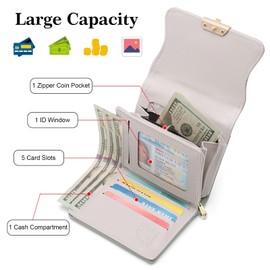 SENDEFN Ladies Purse RFID Blocking Purses for Women Small Bifold Compact Wallet for Women with Card Slots and Zip Coin Pockets