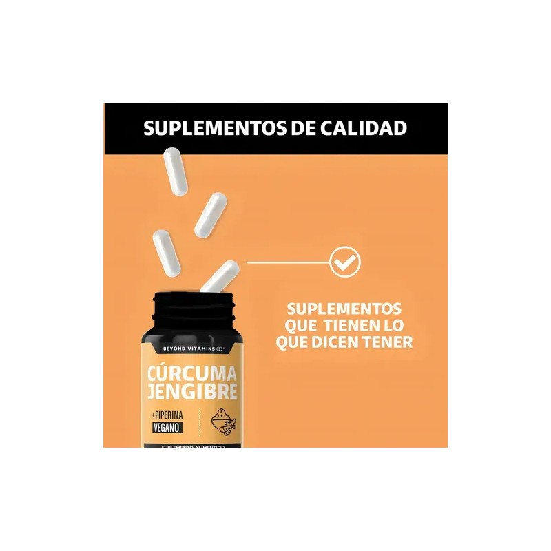Cúrcuma Jengibre Piperina 60 Cápsulas Suplemento Nat