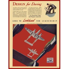 1942 Lockheed Aircraft NEW METAL SIGN: World War 2 Theme - P-38 Lightning Pic