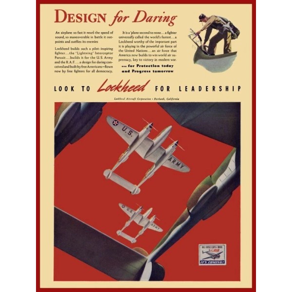1942 Lockheed Aircraft NEW METAL SIGN: World War 2 Theme