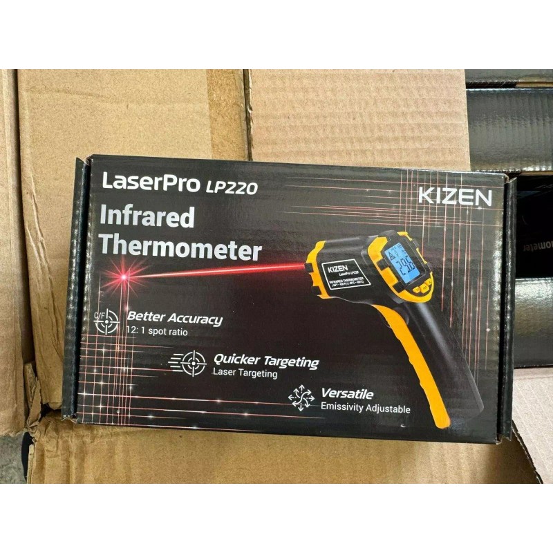 KIZEN Infrared Thermometer LaserPro LP220 Handheld Temperature Gun Orange