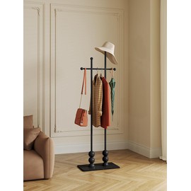 Black Marble Base Freestanding Metal Coat Rack - Heavy-Duty Anti-Tip Structure, Space-Efficient Multi-Hook Design, Premium Organizer for CoatsAccessories, Ideal for BedroomHome OfficeHotel Lobbies