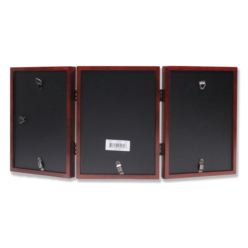 Lawrence Frames Hinged Triple Walnut Wood Picture Frame, Gallery Collection,