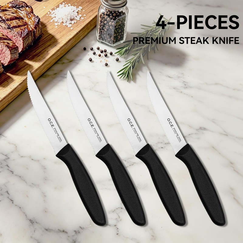O.C.E. Steak Knives, Steak Knives Set of 4, High Carbon