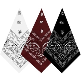 Pistha 3 Pack Bandanas for Women Men Cowboy Bandana Handkerchief Headband Face Mask Bulk for Party Costume (3, Black)