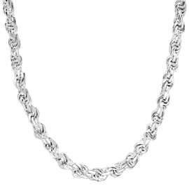 Honolulu Jewelry Company Sterling Silver 3.5mm - 5.5mm Rope Chain Necklace or Bracelet (5.5mm - 22 Inches)