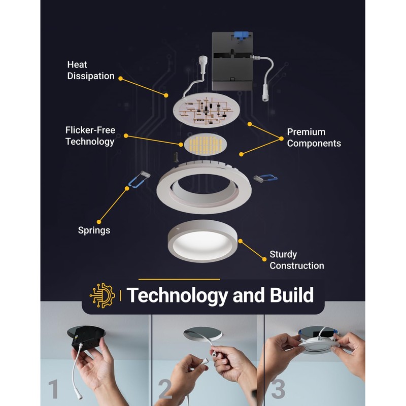 Sunco 6 Pack Adjustable Recessed Lighting LED, Gimbal Lights 6