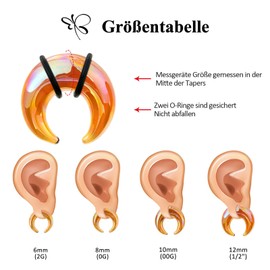 Longbeauty 1 Pair Glass Ear Piercing 2G 0G 00G Septum Pincher Tapers Ear Expander C-Shape Buffalo Stretcher