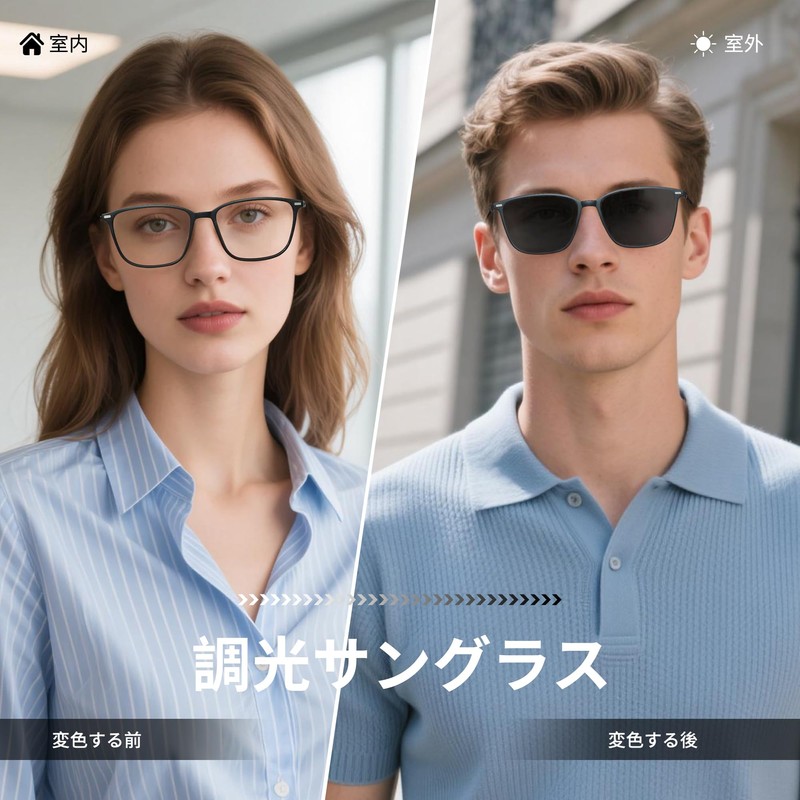 Cyxus 8208 Dimmable Sunglasses, Blue Light Cut, UV Protection, Wellington