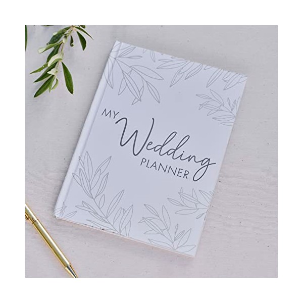 Ginger Ray Eco-Friendly Wedding Planner Notebook-52 Pages, Green, White