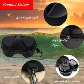 YDQUANI 4 Pieces Diving Mask Cases, Eva Portable Swim Goggles Boxing Scuba Mask Cases Protective Carry Bags with Buckle for Sunglasses Glasses, black