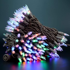 YULETIME 200 Count Color Changing LED String Lights with 10 Modes, 66 Feet Warm White/Multicolor Variable Color Brown Wire Christmas Lights