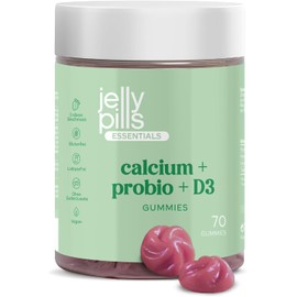 Gummies 240 mg Calcium & Probiotics with Vit D3 and K2-70 Vegan Gummies with Strawberry Flavour for Your Bones, Muscles and Teeth - 1 Billion CFU - No Added Sugar