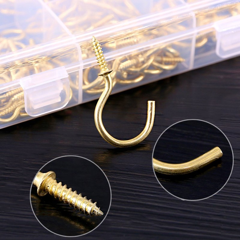 120Pcs 6 Sizes Metal Screw-in Ceiling Hooks Cup Hooks Kit,