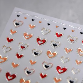 Heart Nail Art Stickers Valentine’s Day Heart Nail Stickers for Nail Art Pink Golden Hollow Heart 5D Embossed Nail Decals Jelly Heart Nail Design for Women Nail Supplies Nail Decoration Accessories
