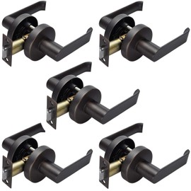 NB_Hardware Passage Lever Door Handle Slim Square Non-Locking Lever Set [for Hallway or Closet Doors] Reversible for Right & Left Sided Doors Heavy Duty Oil Rubbed Bronze
