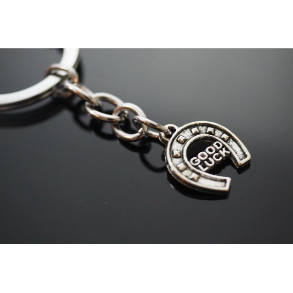 Horseshoe "Good Luck" Silver Key Chain Charm Pendant Keychain Gift