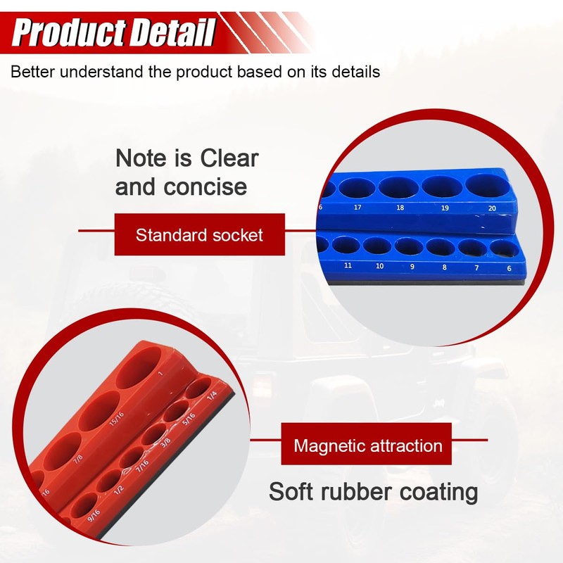 Tuxihapp 2PCS Magnetic Socket Organizer Set - 3/8 Inch Drive