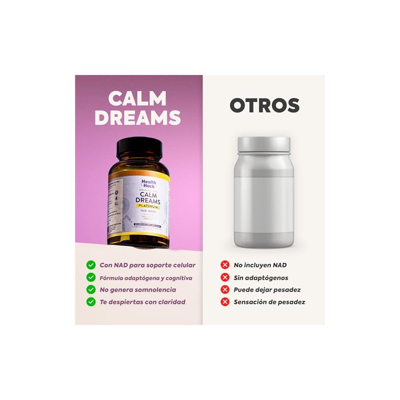 Suplemento Descanso con GABA 5HTP L-Teanina Magnesio Sin Melatonina