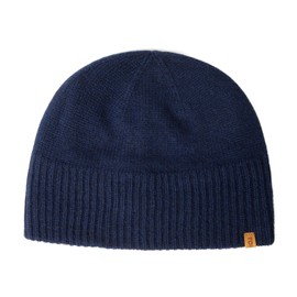parte superior-EX - Gorro de invierno para hombre, 100% lana merina, forro polar para clima frío, cálido, con calavera, para mujer, gorro de pescador, talla L, talla M, azul marino, Azul oscuro,