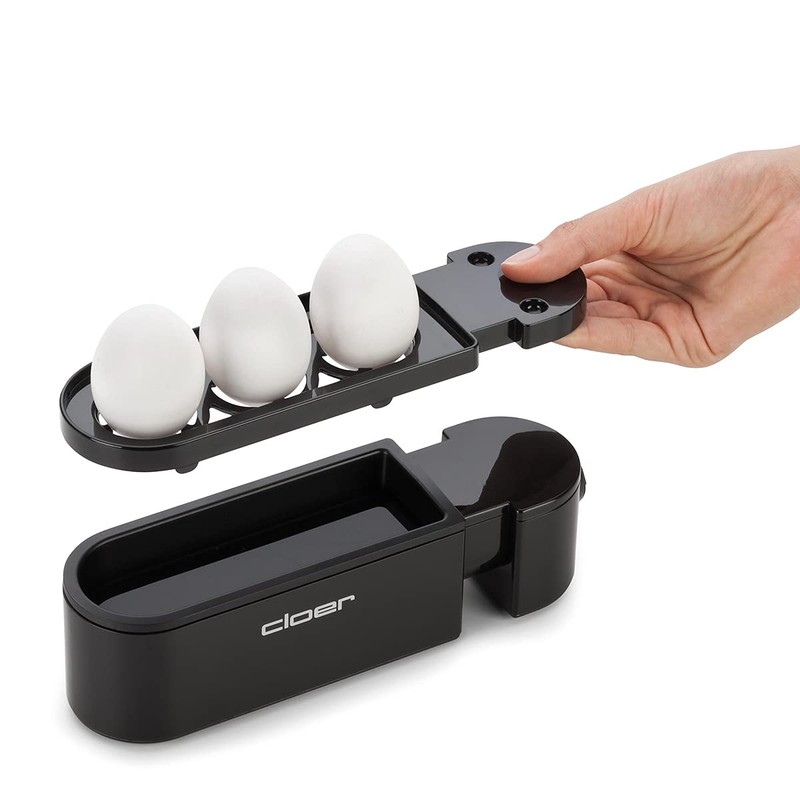 Cloer 6020 Eierkocher, bis zu 3 Eier, herausnehmbarer Eierträger, Servierfunktion,