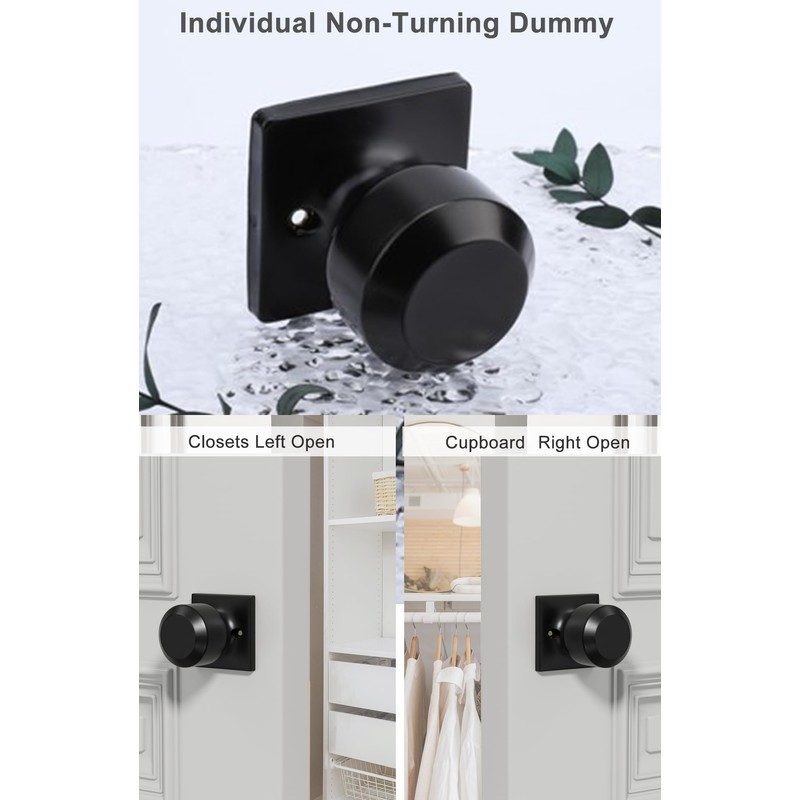 Haidms 4 Pack Black Dummy Door Knob Closet Door Knobs,