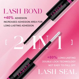 FADVAN Eyelash Glue Waterproof 10ml - 2-in-1 Bond & Seal for Lash Clusters, 48-72H Strong Hold, Home Use