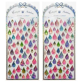 Stickers 2 Sheets Raindrops Stickers Diary Scrap Book Scrapbooking Laptop Computer PC Water Bottle Decor Decoration DIY Beautiful Gift Reward Valentine's Stickers Decals Label Vinyl Cartoon Kids (07)