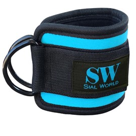 SW Ankle Straps for Cable Machine Attachments - Gym Ankle Cuff for Kickbacks, Glute Workouts, Leg Extensions, Curls, Booty Hip Abductors Exercise for Men and Women, Adjustable Neoprene Support (Cyan)
