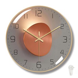 Master Pink Wall Clock, 12 Inch Modern Wall Clock, Silent Non-Ticking Quartz Glass Clock, Art Deco Clock with Large Numerals for Living Room, Bedroom, Classroom, Office (Gold)