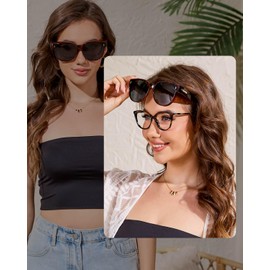 Meeloog Übergroße polarisierte Überbrillen-Sonnenbrille für Damen – Autofahr-Sonnenbrille für über der Brille MST0073 (Schwarz)