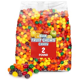 Bulk Chewy Fruit Mix Candy 2 Pound Bag - Sweet & Sour Assorted Fruity Flavored Chewy Candies for Candy Buffets, Party Favors, Office Snacks & Treats