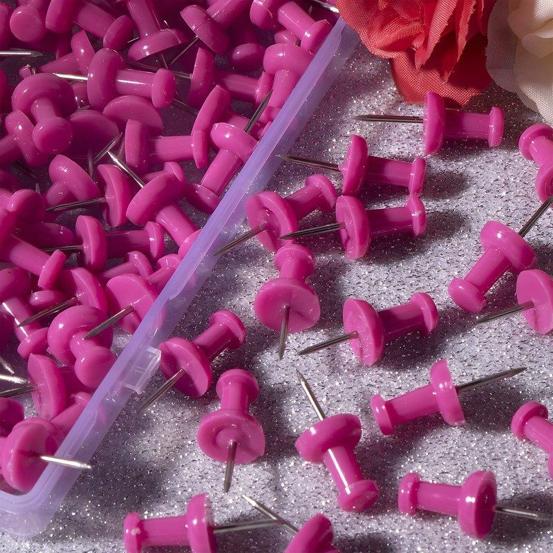 VAPKER Push Pins Tacks 120Pcs Solid Hot Pink Thumb Tacks