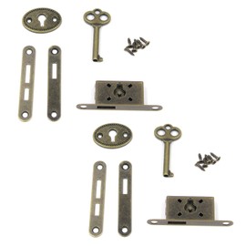 MY MIRONEY Cabinet Lock Antique Bronze Decorative Spring Door Lock Furniture Case Box With Key and Screws Pack of 2