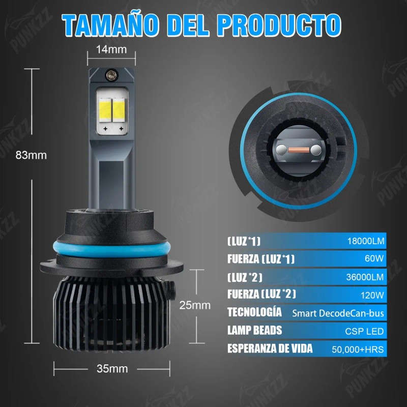 Focos Led Alta Y Baja Luces 36000lm H4 H13 9004