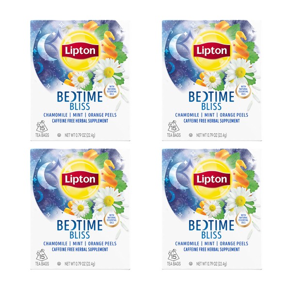 Lipton Herbal Supplement, Bedtime Bliss 15 ct, 0.79 oz, Pack of 4