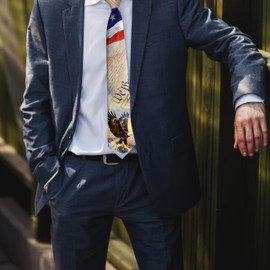 Hiukset Men's Flag Ties Mens Patriotic Necktie Independence Day Tie for Daily Wear Party Birthday Business