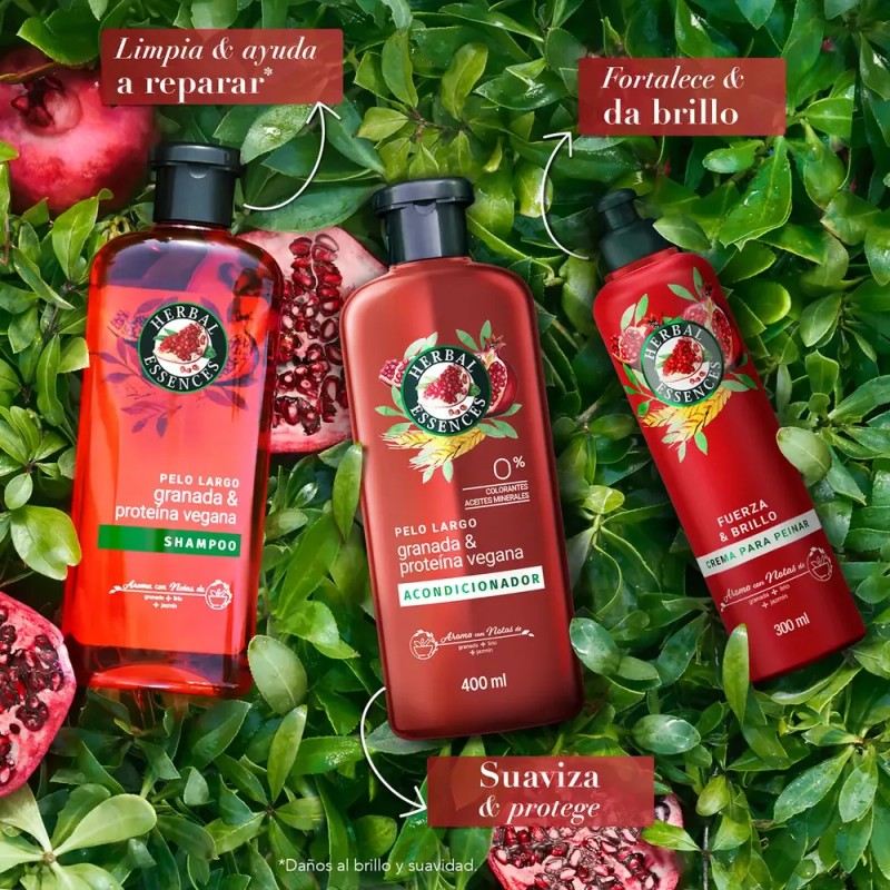 Crema para Peinar Herbal Essences Granada & Proteína Vegana Fuerza