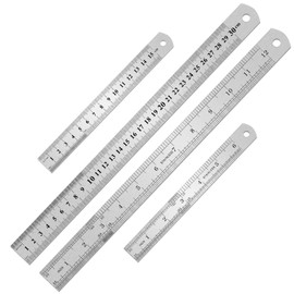 2PCS Metal Ruler, Steel Ruler with Inch and Metric, Stainless Steel Ruler Set ( 6, 12 inch), Easy to Read inch, mm, cm, for School, Office, Home, Architect, Engineers, Craft