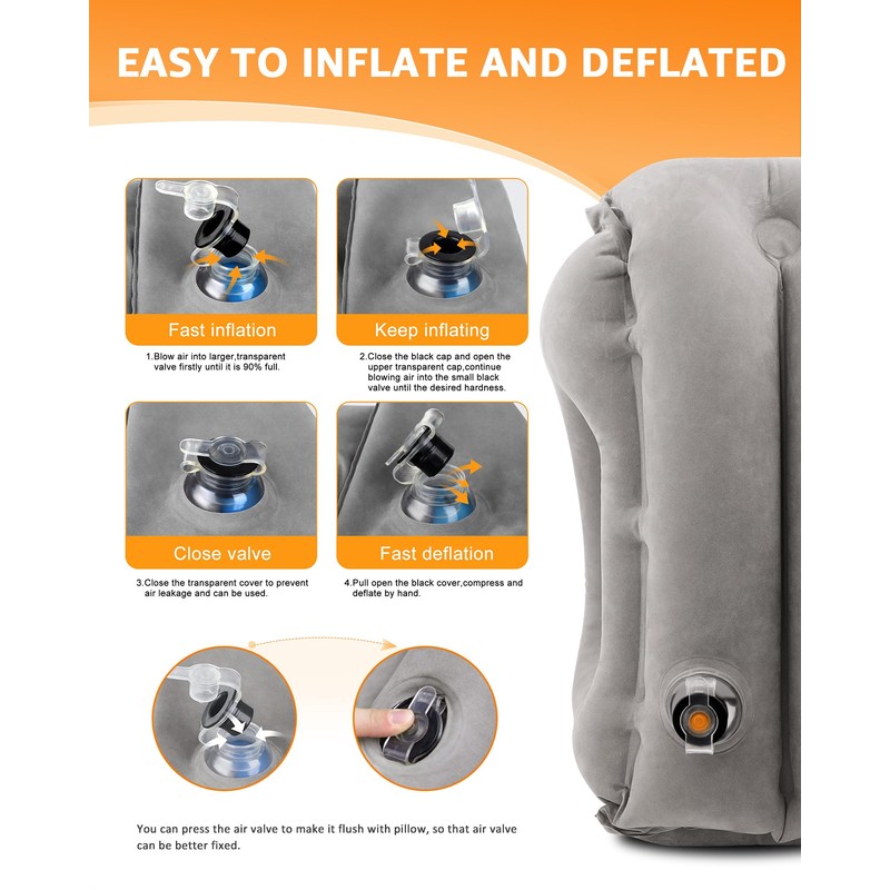 Sunany Travel Pillow, Inflatable Neck Pillow Used for Airplanes/Cars/Buses/Trains/Office Napping