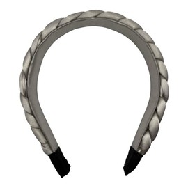 Satin Silk Headband Wide Thick Plaited Braided Twist Turban Padded Hairband Assorted Colours Hair Accessories Fashion Elegant Stylish Headwear for Girls Women (1 Pc Grey, Standard)