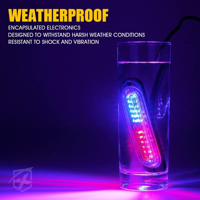 Xprite Red Blue LED Surface Mount Strobe Police Lights Kit,